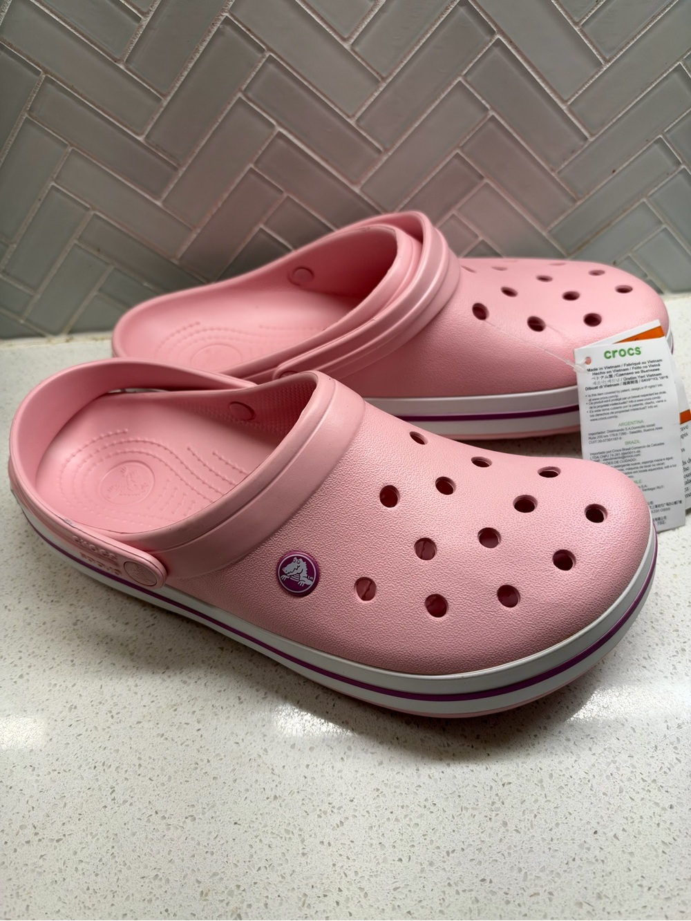 CROCS Classic Clog in Light Pink with White Womens 12 men’s 10